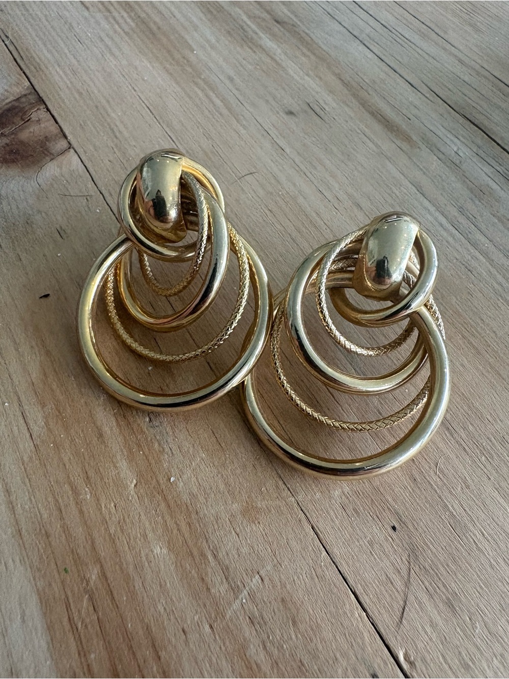 Gold Multi-Hoop Drop Earrings - Women Accessories - Picture 2 of 3